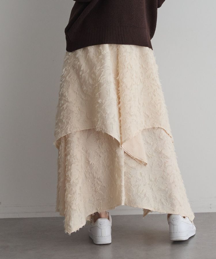 GARAGE OF GOOD CLOTHING「ジャガードオーバーラップロングスカート」|フレア|