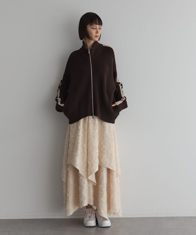 GARAGE OF GOOD CLOTHING「ジャガードオーバーラップロングスカート」|フレア|