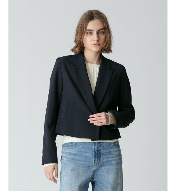 allureville「【セットアップ対応可能】ギャバショートジャケット」|テーラードジャケット|ネイビー