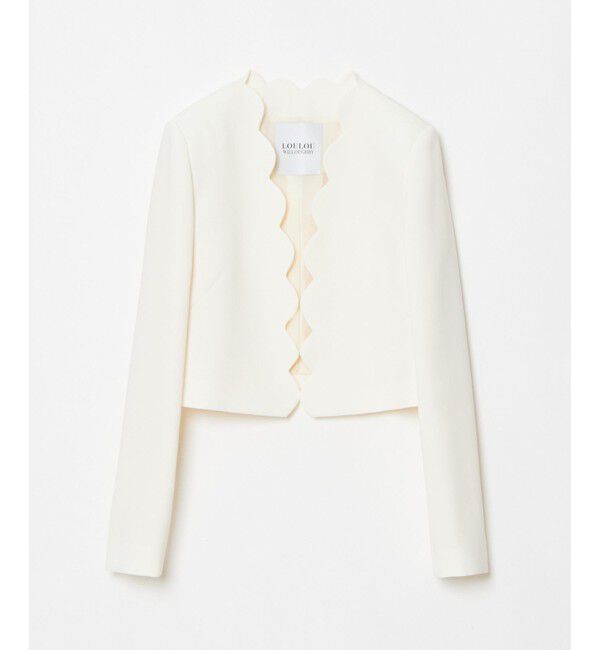 LOULOU WILLOUGHBY「【LOULOU WILLOUGHBY】ダブルクロススカラップジャケット」|ノーカラージャケット|