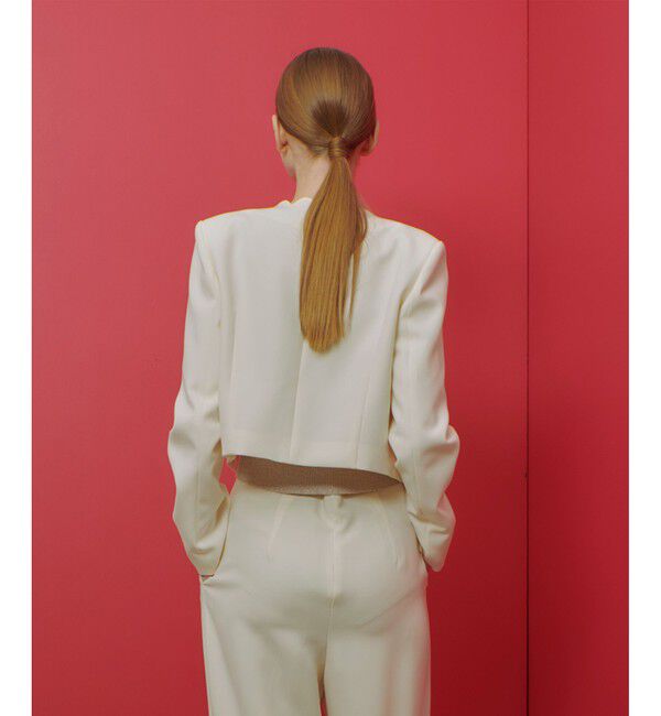 LOULOU WILLOUGHBY「【LOULOU WILLOUGHBY】ダブルクロススカラップジャケット」|ノーカラージャケット|