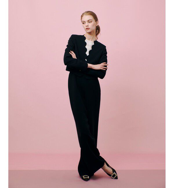 LOULOU WILLOUGHBY「【LOULOU WILLOUGHBY】ダブルクロススカラップジャケット」|ノーカラージャケット|