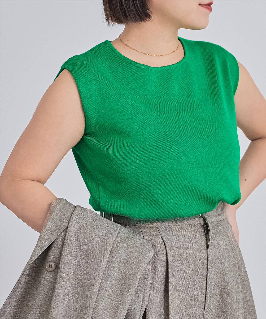 ur's「フレンチスリーブニットトップス」|ニット・セーター|アップルグリーン