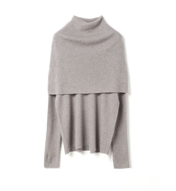 mizuiro ind「mizuiro ind ケープカラーリブプルオーバー」|ニット・セーター|ライトベージュ