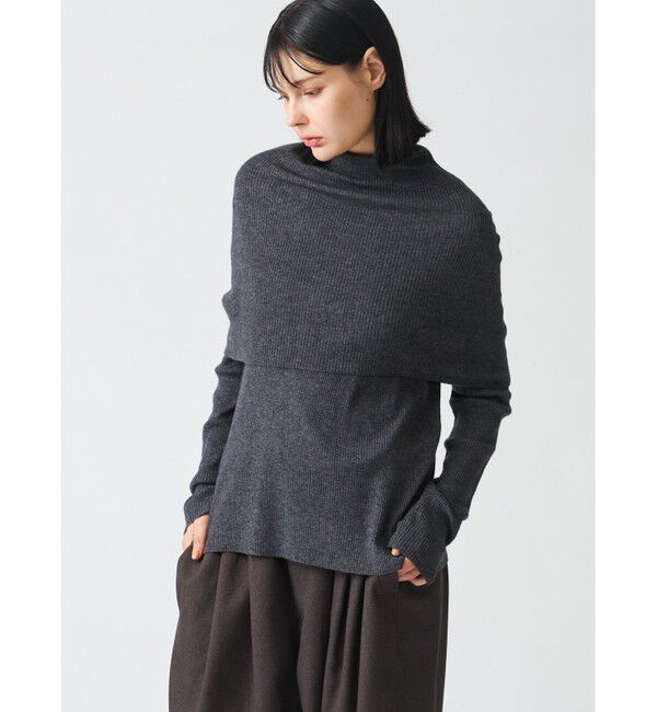 mizuiro ind「mizuiro ind ケープカラーリブプルオーバー」|ニット・セーター|