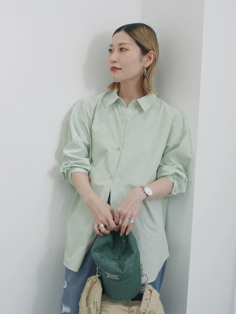 Samansa Mos2 blue「【イージーケア】マルチスタイルシャツ」|シャツ・ブラウス|