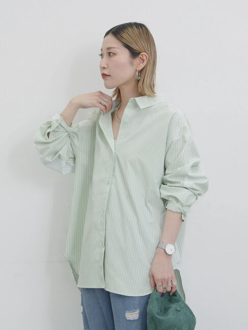 Samansa Mos2 blue「【イージーケア】マルチスタイルシャツ」|シャツ・ブラウス|