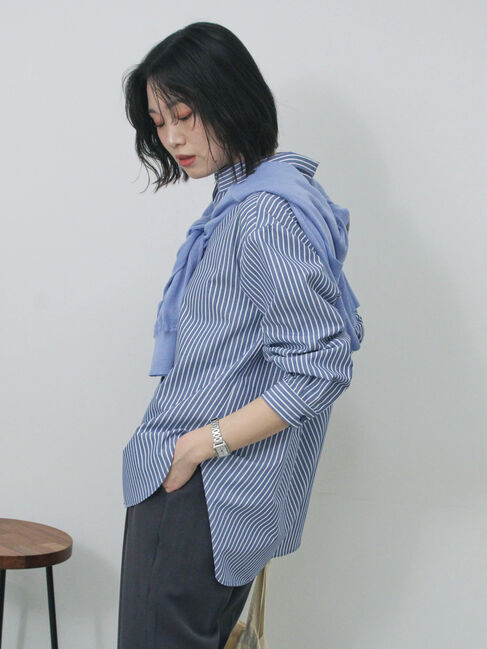 Samansa Mos2 blue「【イージーケア】マルチスタイルシャツ」|シャツ・ブラウス|