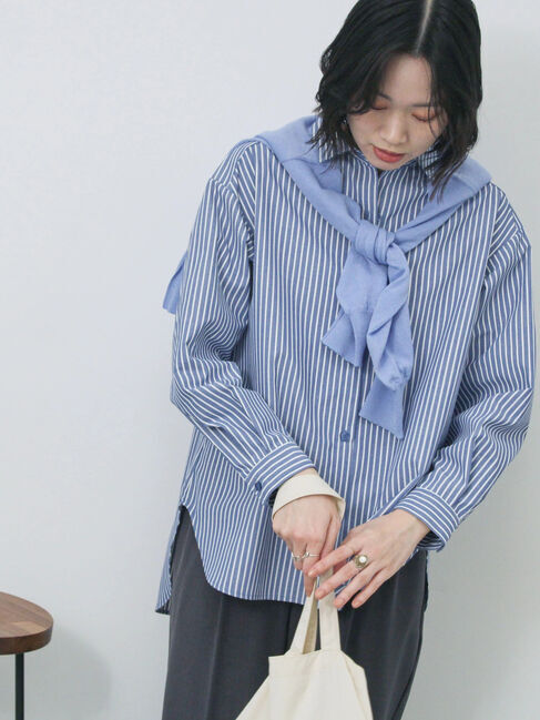 Samansa Mos2 blue「【イージーケア】マルチスタイルシャツ」|シャツ・ブラウス|