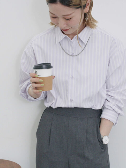 Samansa Mos2 blue「【イージーケア】マルチスタイルシャツ」|シャツ・ブラウス|