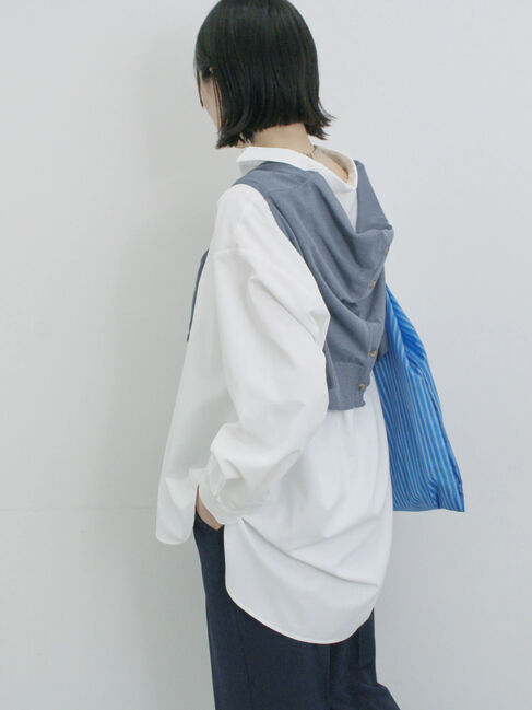 Samansa Mos2 blue「【イージーケア】マルチスタイルシャツ」|シャツ・ブラウス|