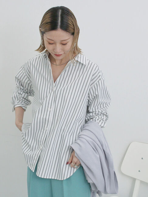 Samansa Mos2 blue「【イージーケア】マルチスタイルシャツ」|シャツ・ブラウス|