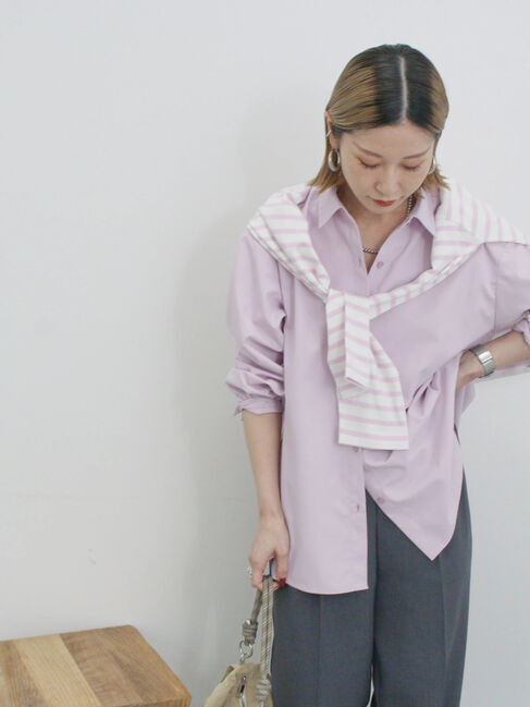 Samansa Mos2 blue「【イージーケア】マルチスタイルシャツ」|シャツ・ブラウス|