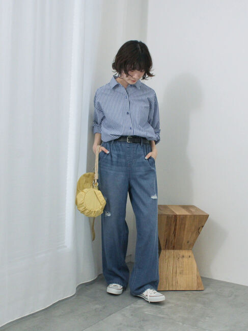 Samansa Mos2 blue「【イージーケア】マルチスタイルシャツ」|シャツ・ブラウス|