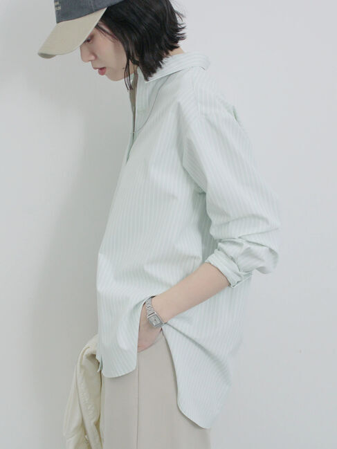 Samansa Mos2 blue「【イージーケア】マルチスタイルシャツ」|シャツ・ブラウス|