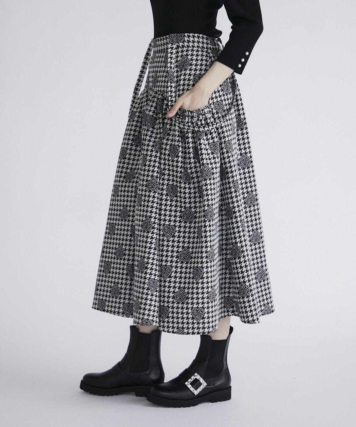 Maglie le cassetto「千鳥&times;ハートジャガードスカート」|フレア|
