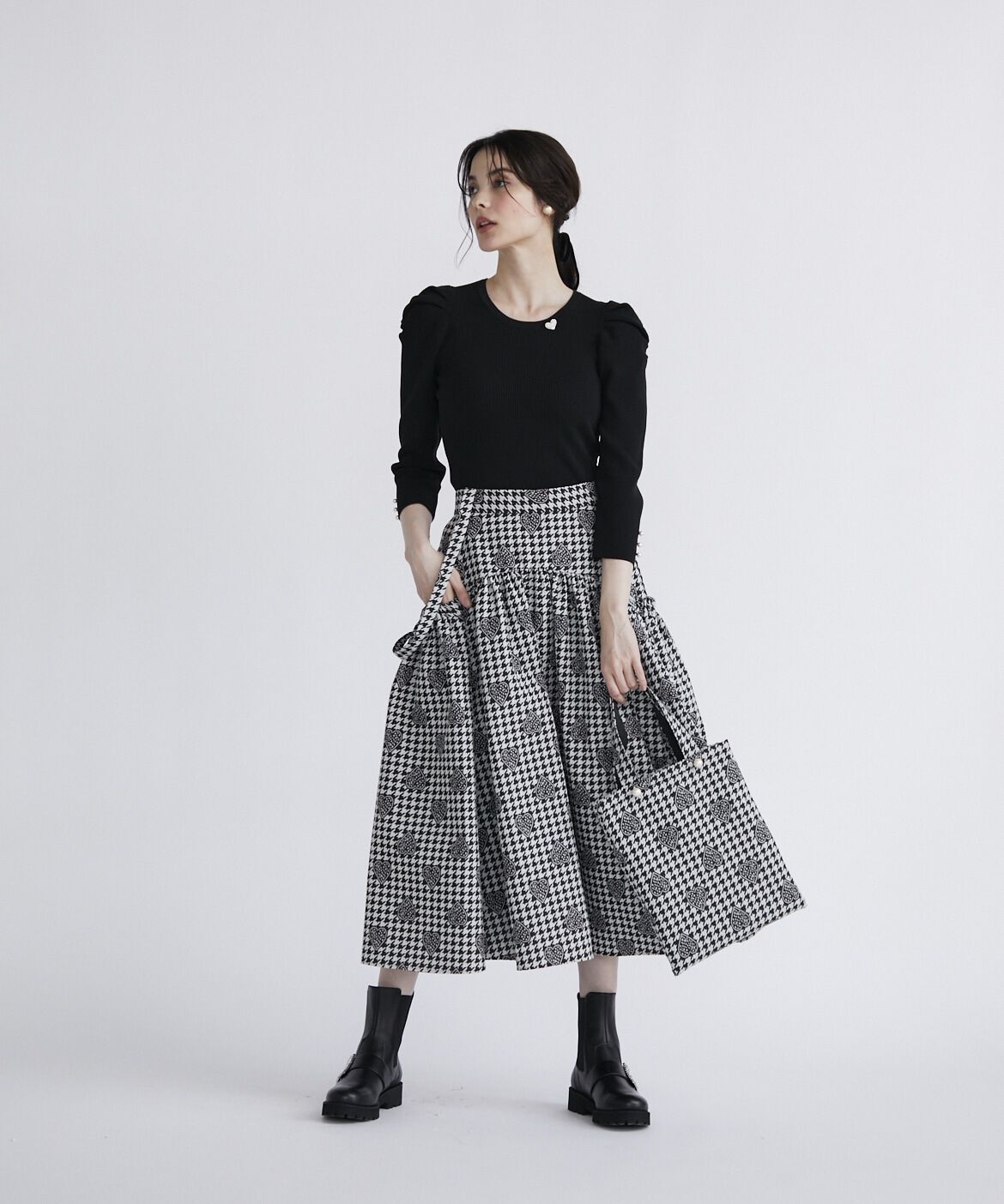 Maglie le cassetto「千鳥&times;ハートジャガードスカート」|フレア|