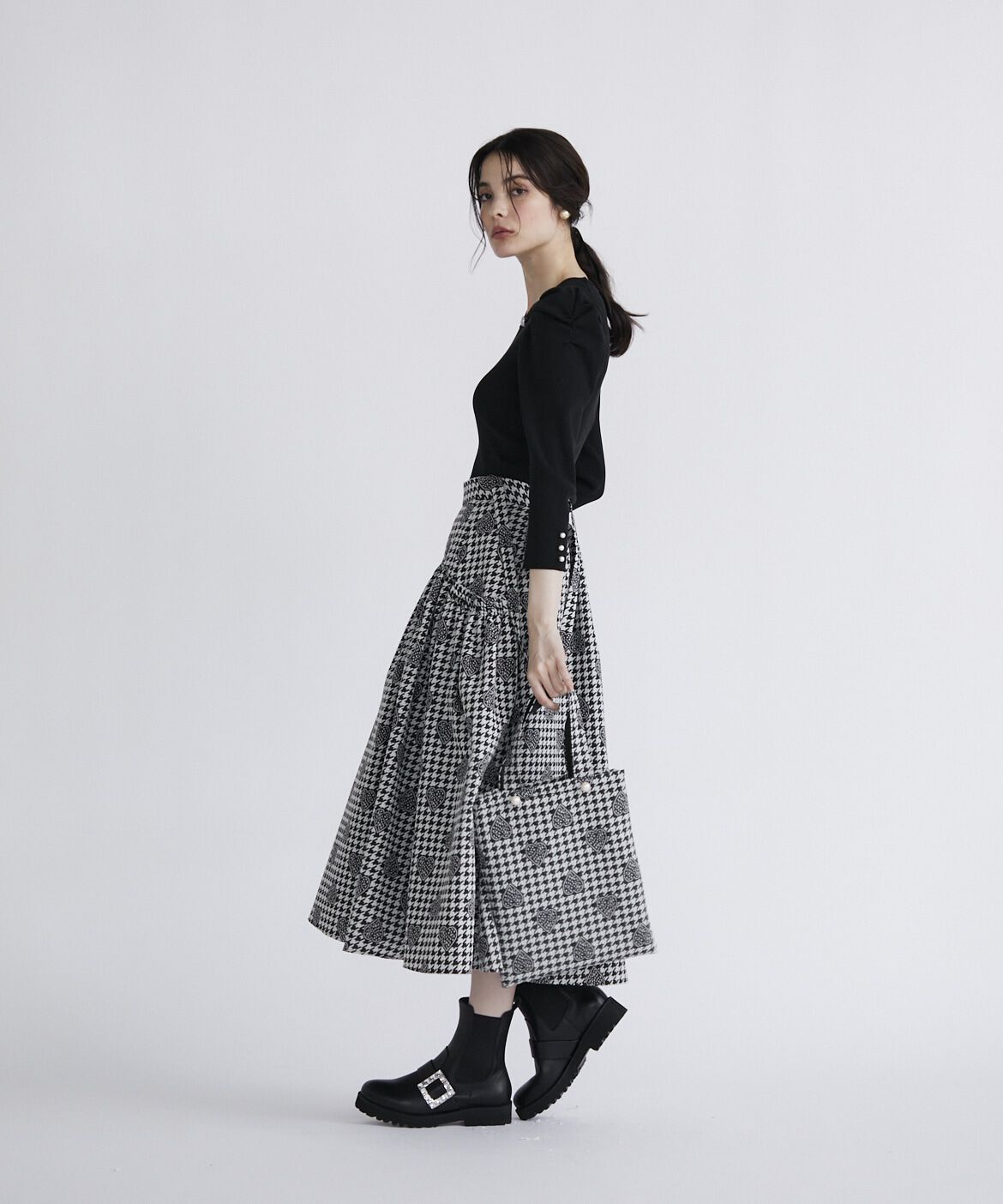 Maglie le cassetto「千鳥&times;ハートジャガードスカート」|フレア|