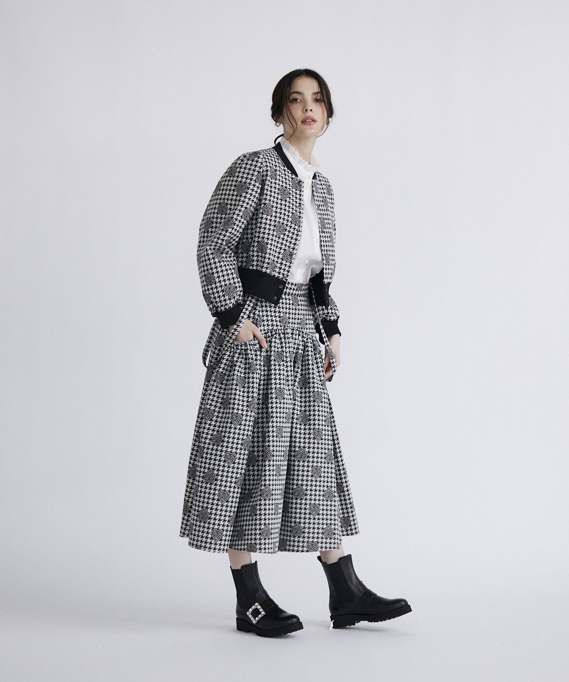 Maglie le cassetto「千鳥&times;ハートジャガードスカート」|フレア|