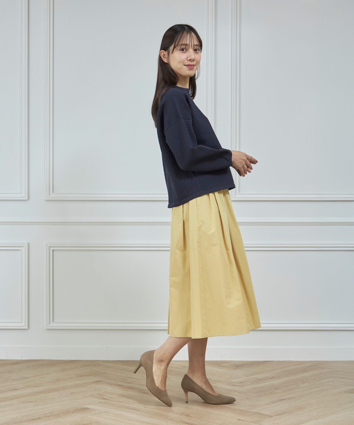 7-IDconcept.「《大きいサイズ》袖ボリューム地柄ニット」|ニット・セーター|