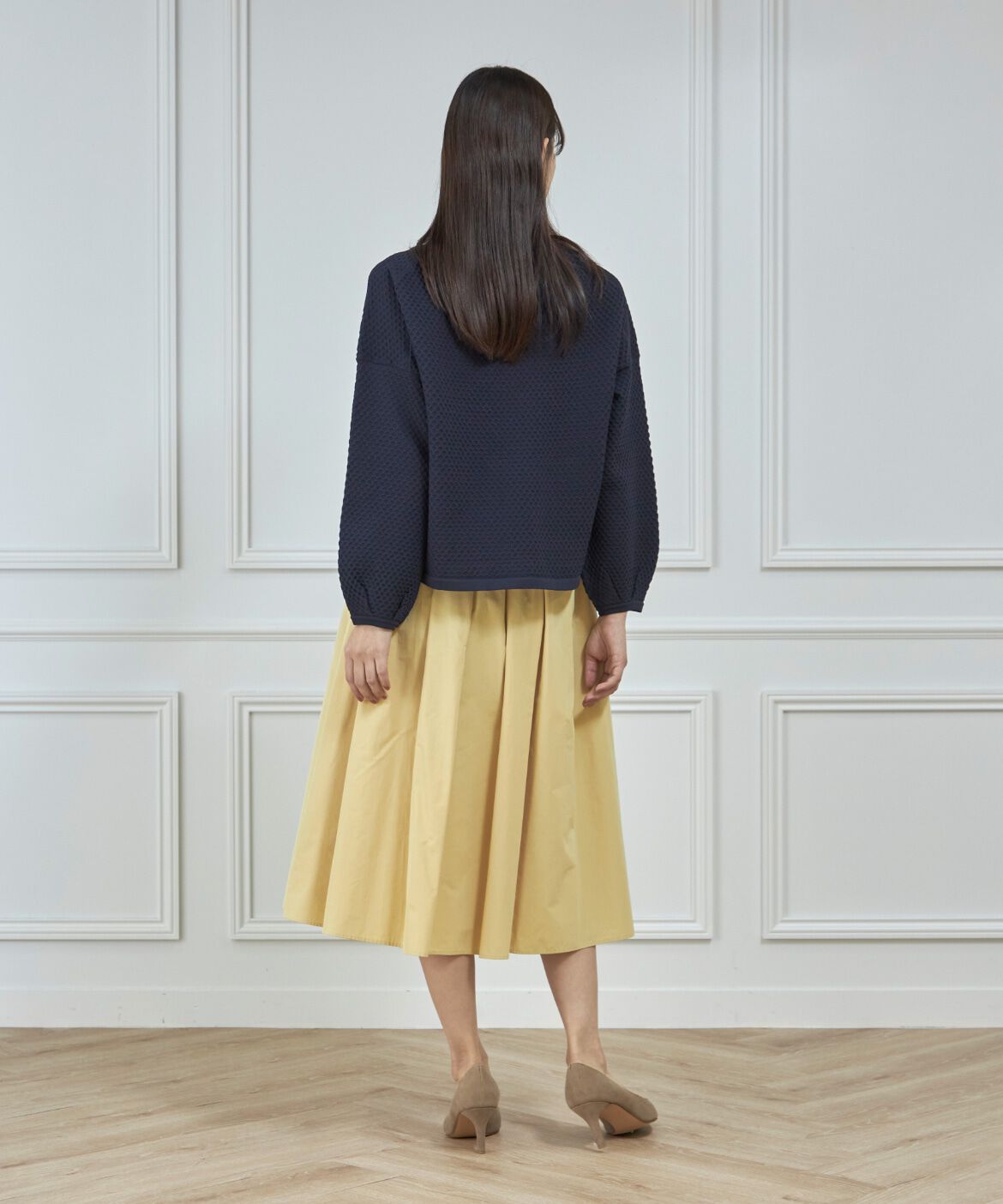 7-IDconcept.「《大きいサイズ》袖ボリューム地柄ニット」|ニット・セーター|