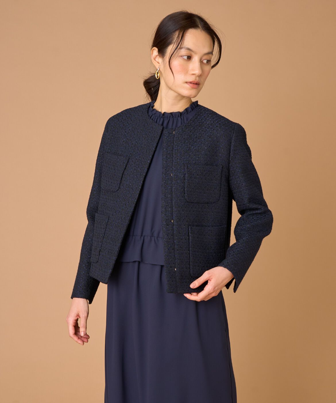 7-IDconcept.「ツイードノーカラージャケット」|ノーカラージャケット|