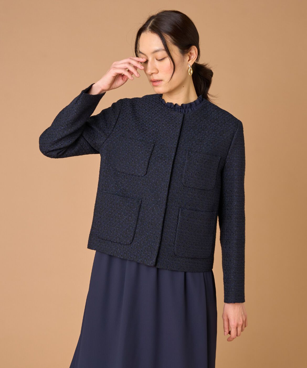 7-IDconcept.「ツイードノーカラージャケット」|ノーカラージャケット|