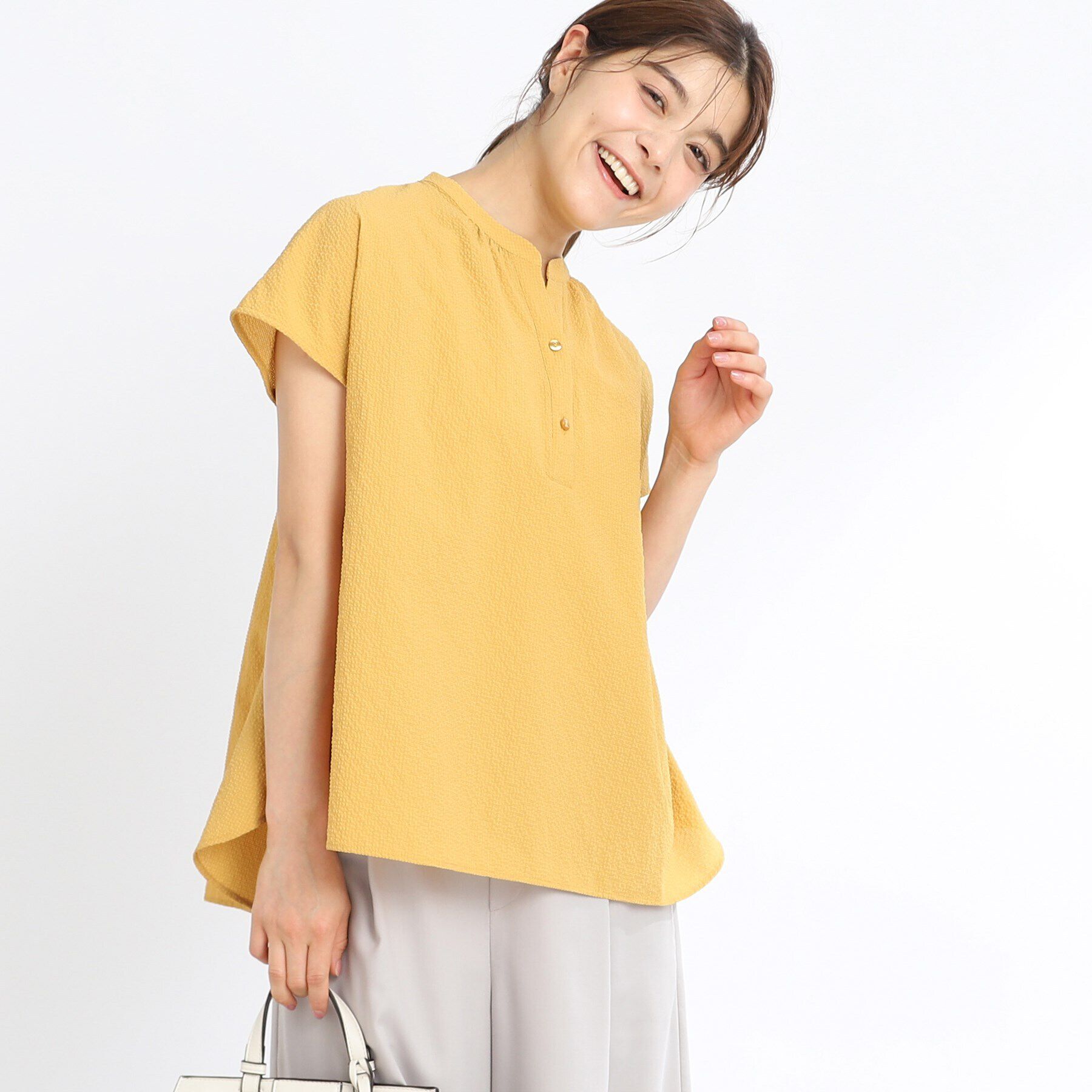 Reflect「【SALE／E‐QUALITY／手洗い可】涼し気スキッパーブラウス」|シャツ・ブラウス|