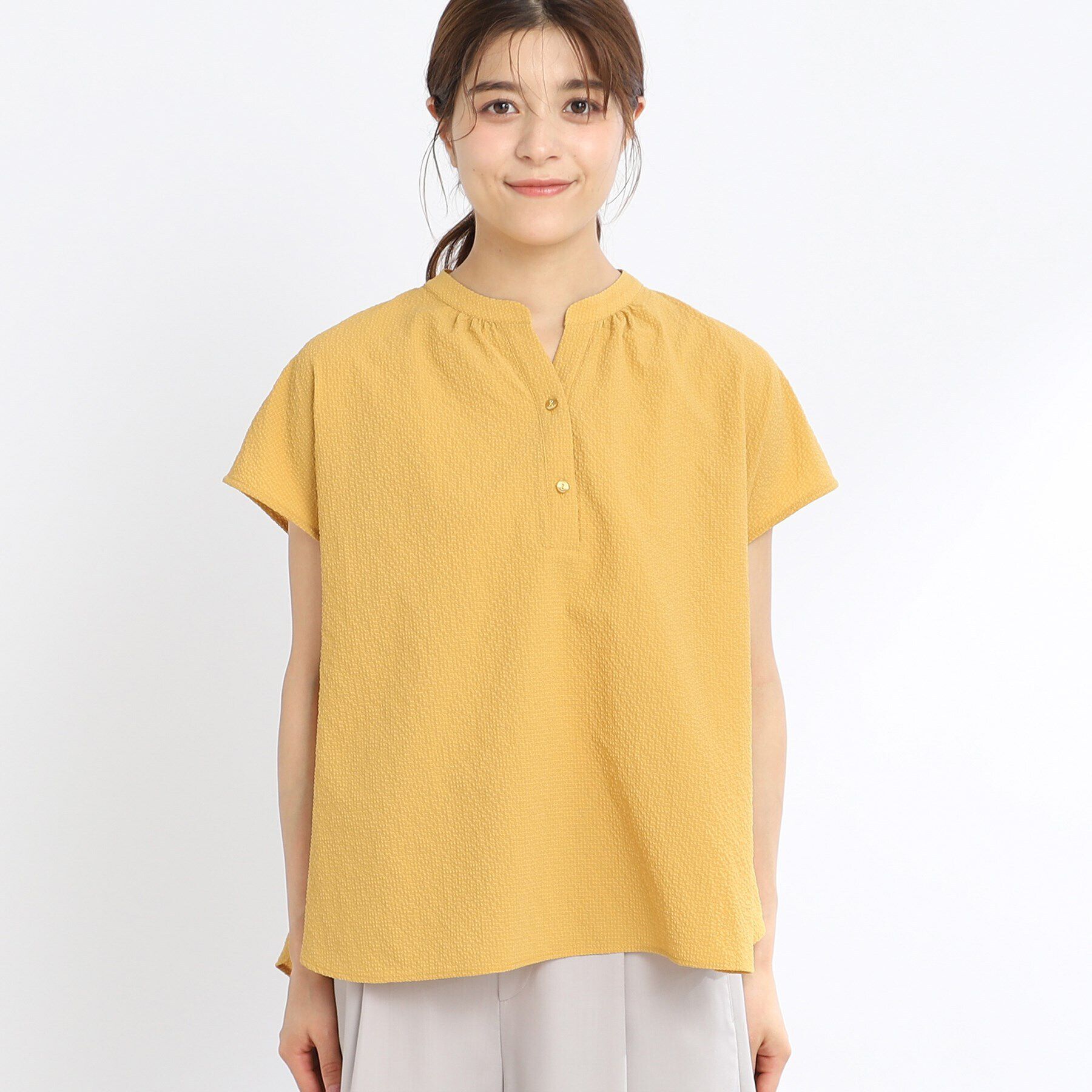 Reflect「【SALE／E‐QUALITY／手洗い可】涼し気スキッパーブラウス」|シャツ・ブラウス|