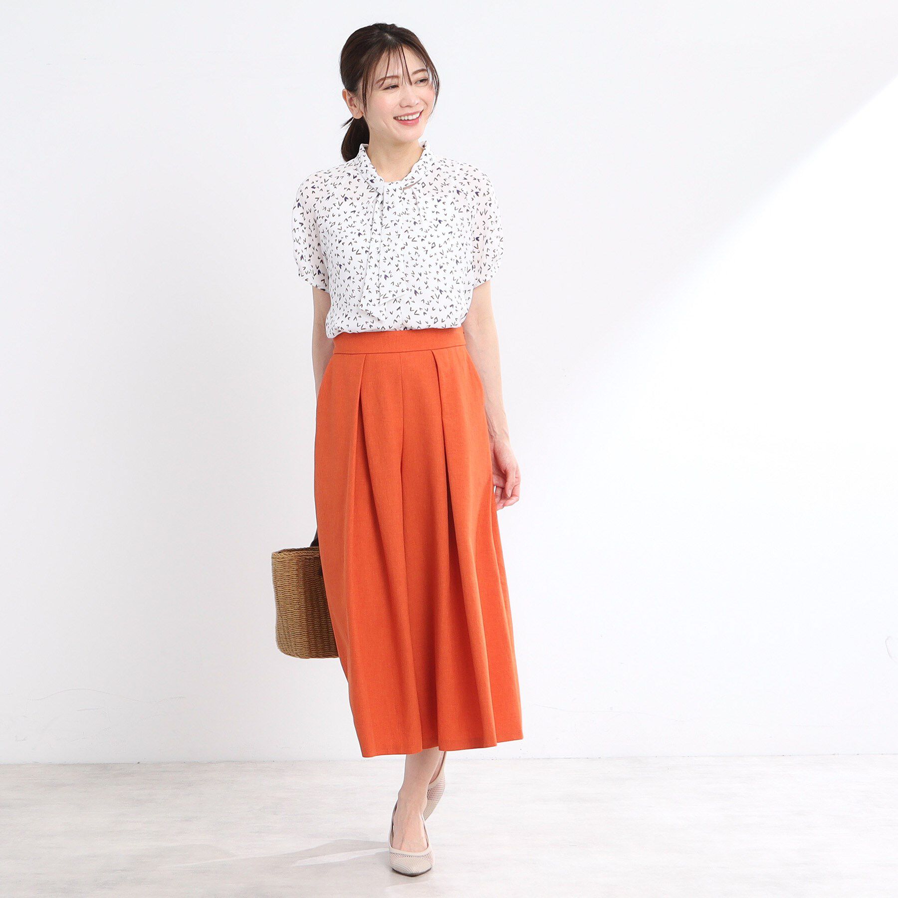 Reflect「【マシンウォッシュ可／セットアップ可】ボウタイプリントブラウス」|シャツ・ブラウス|