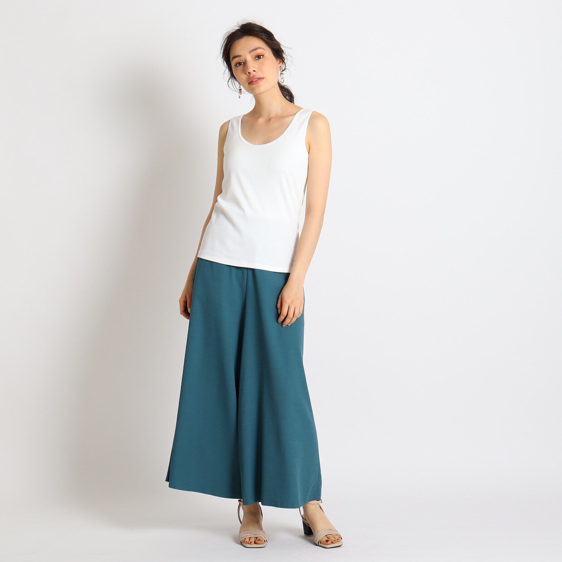 INDIVI「＜S＞【マシンウォッシュ/UVカット/接触冷感】Uネックテレコタンクトップ」|キャミソール|