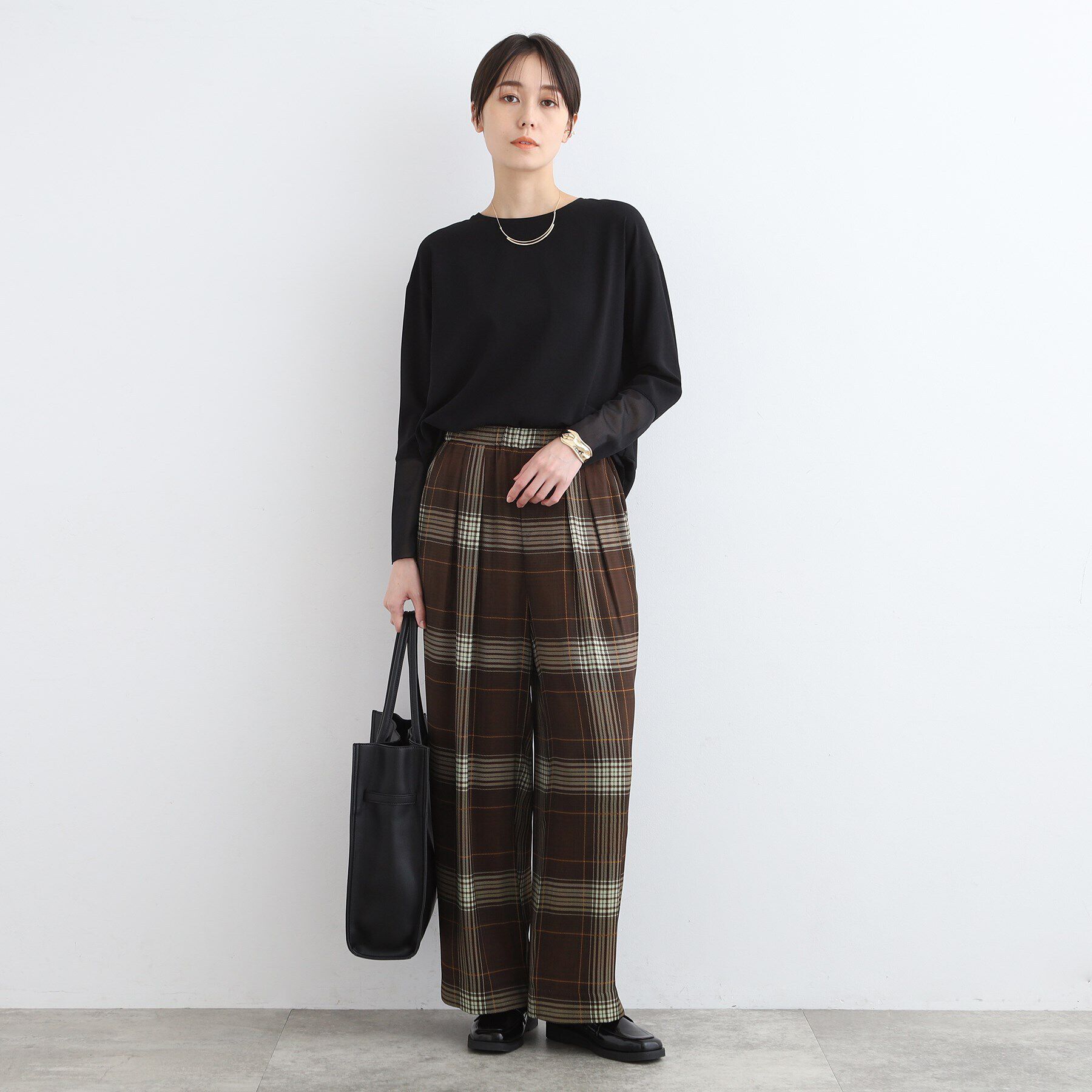 INDIVI「【洗える/日本製】シアーコンビトップス」|Tシャツ・カットソー|