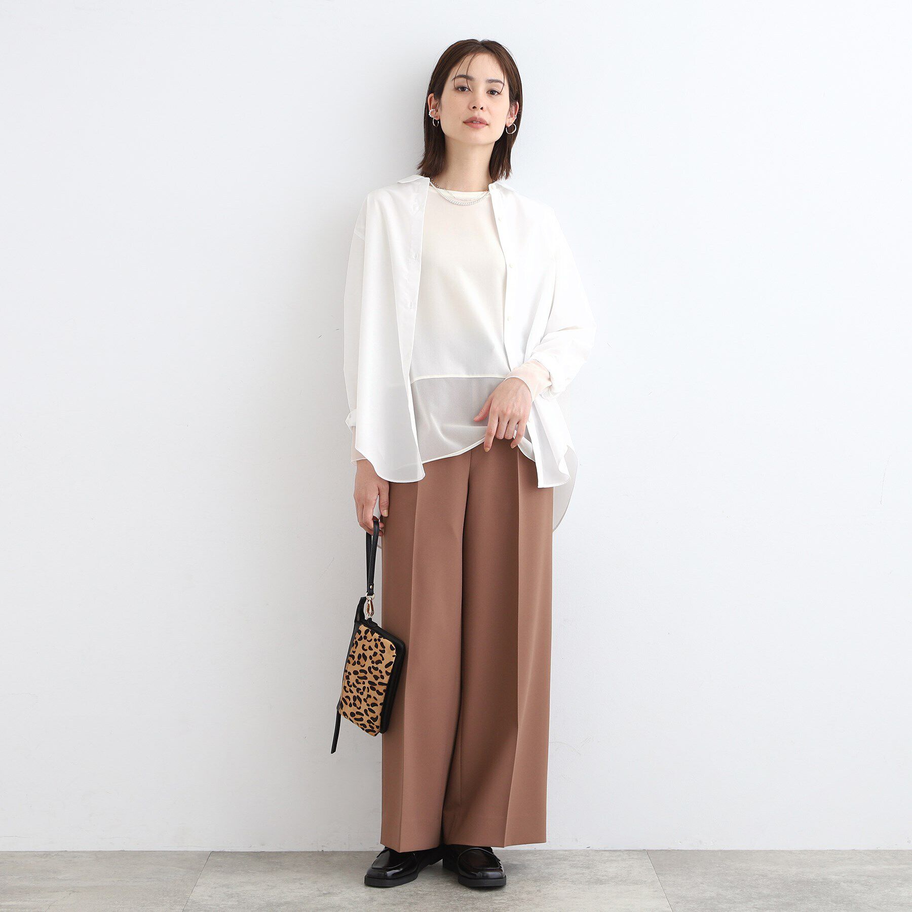 INDIVI「【洗える/日本製】シアーコンビトップス」|Tシャツ・カットソー|