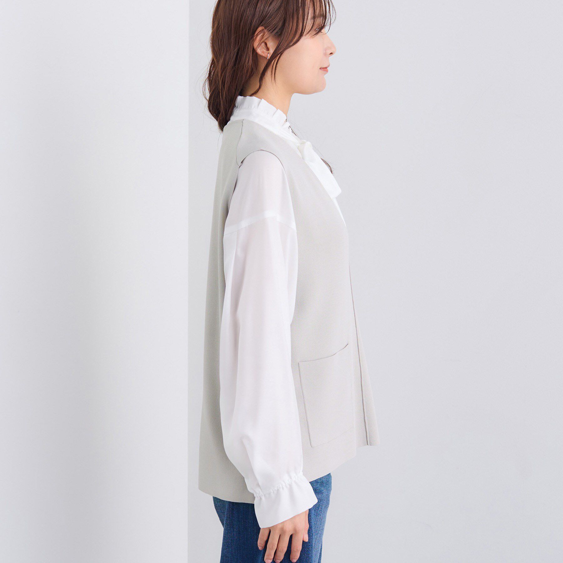 INDIVI「Vネック ニットジレ」|ニット・セーター|