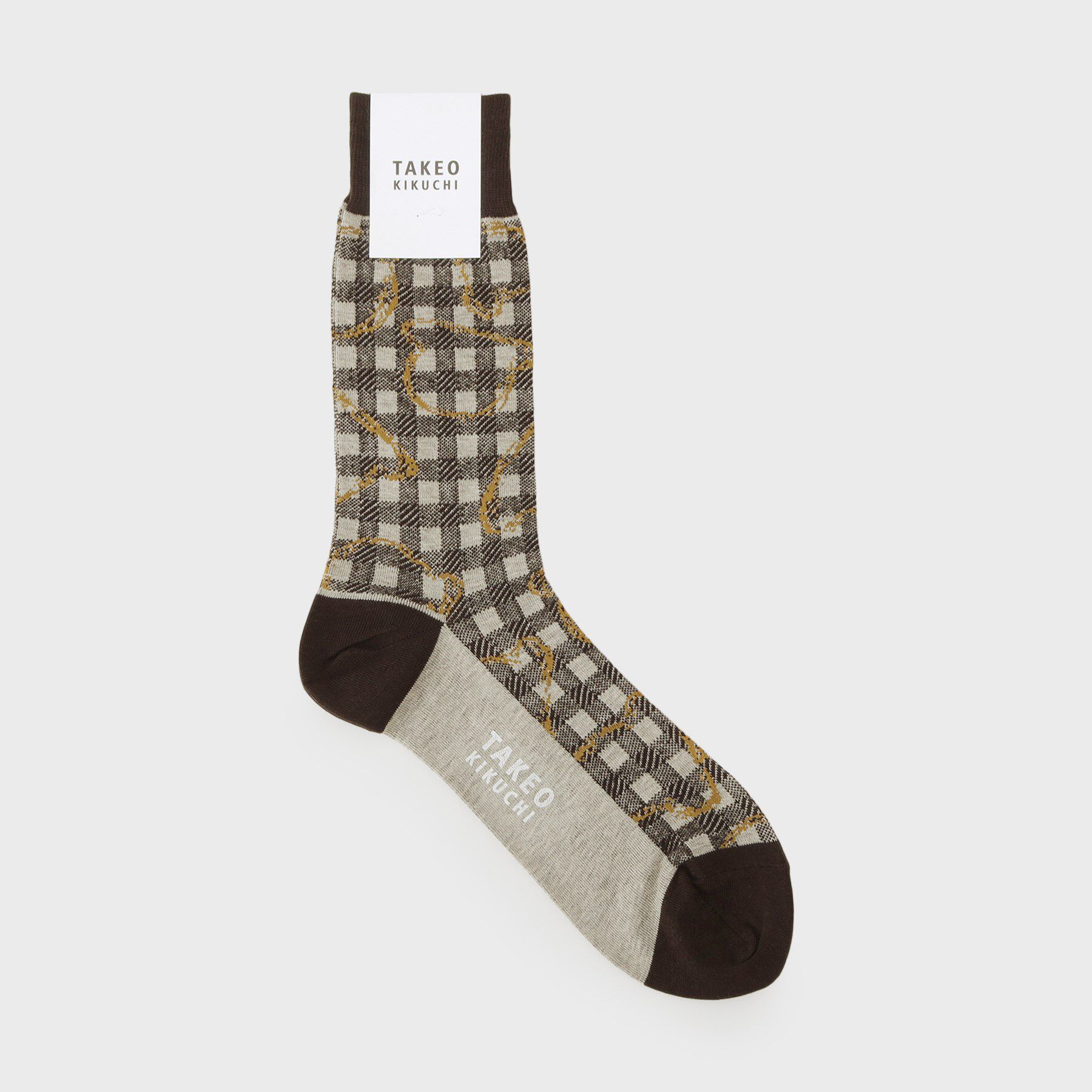 TAKEO KIKUCHI「ギンガムボーラーソックス」|ソックス|ブラウン(244)