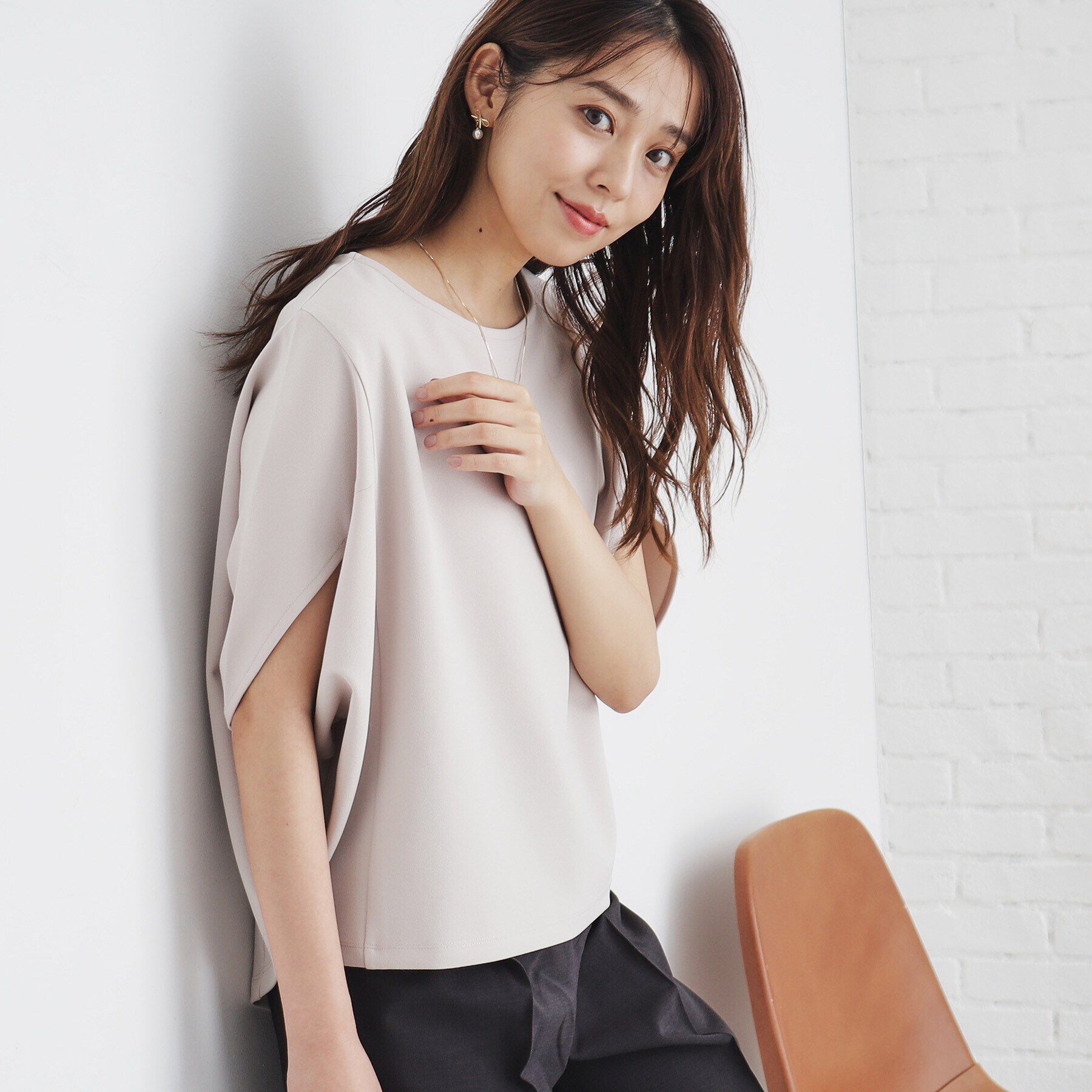 index「UV ドルマンスリーブトップス【洗濯機洗い可/防シワ】」|Tシャツ・カットソー|グレージュ(050)