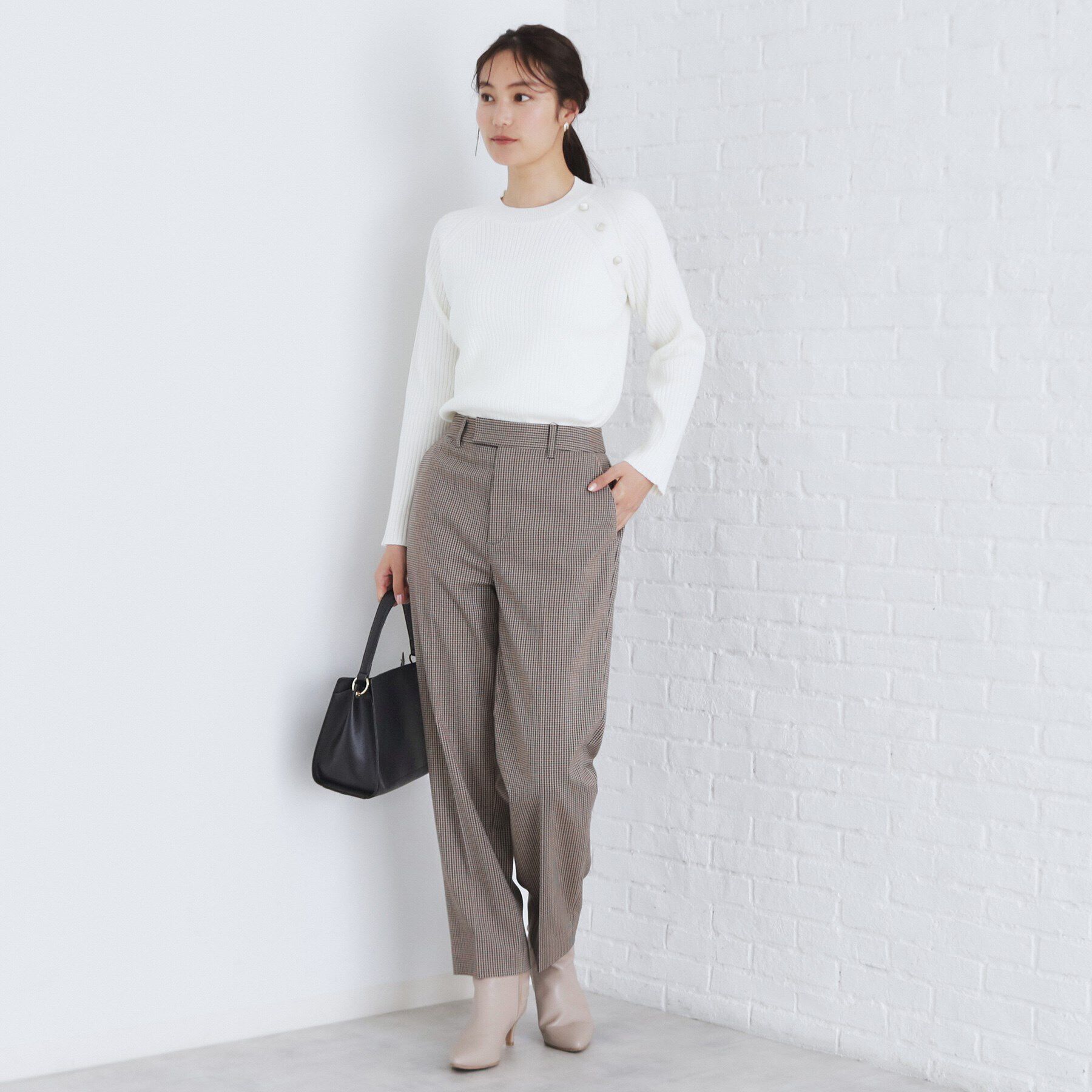 index「ゴールドボタンワイドリブニット【洗濯機可/抗ピル】」|ニット・セーター|