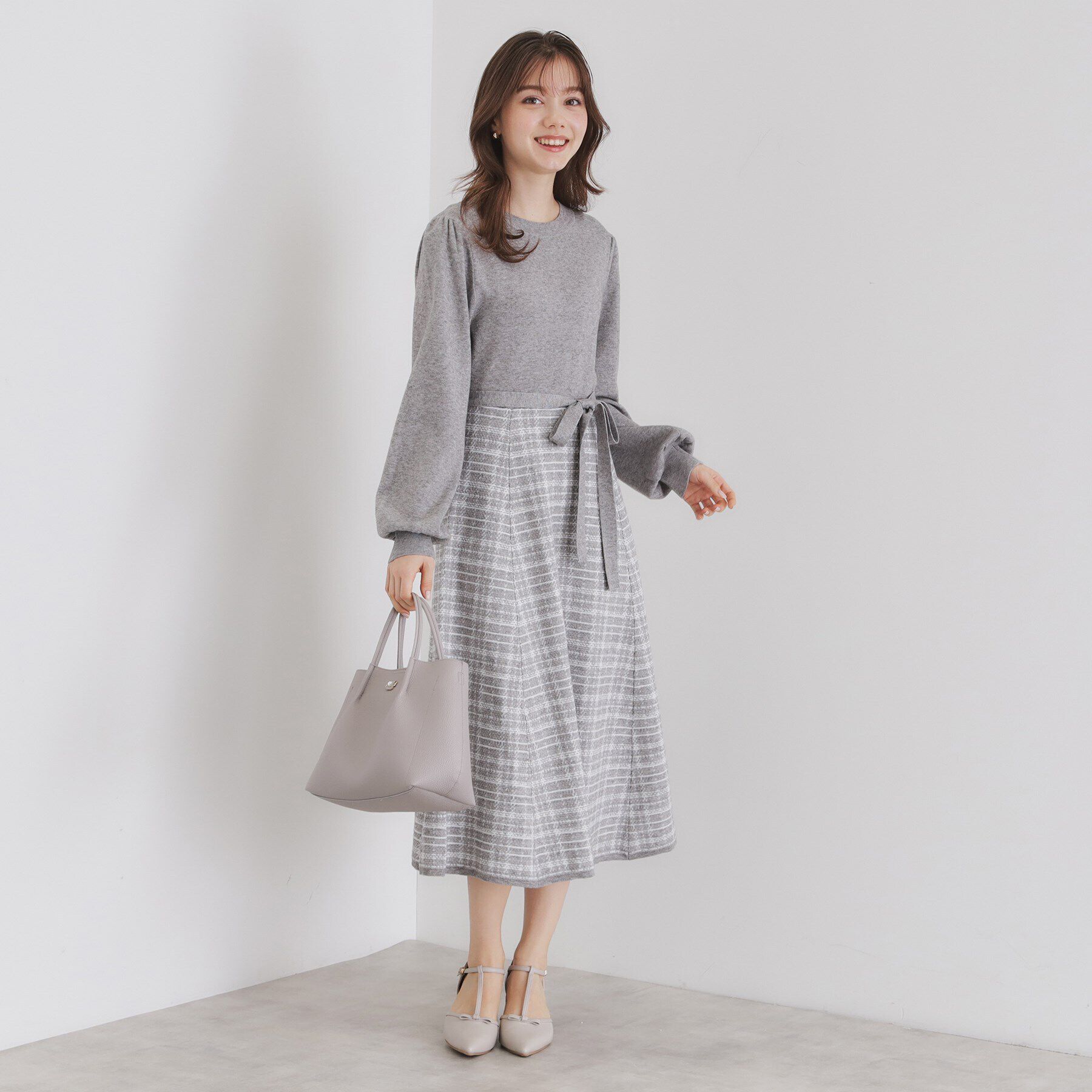 index「チェックラメジャカードニットワンピース【洗濯機洗い可】」|ワンピース|