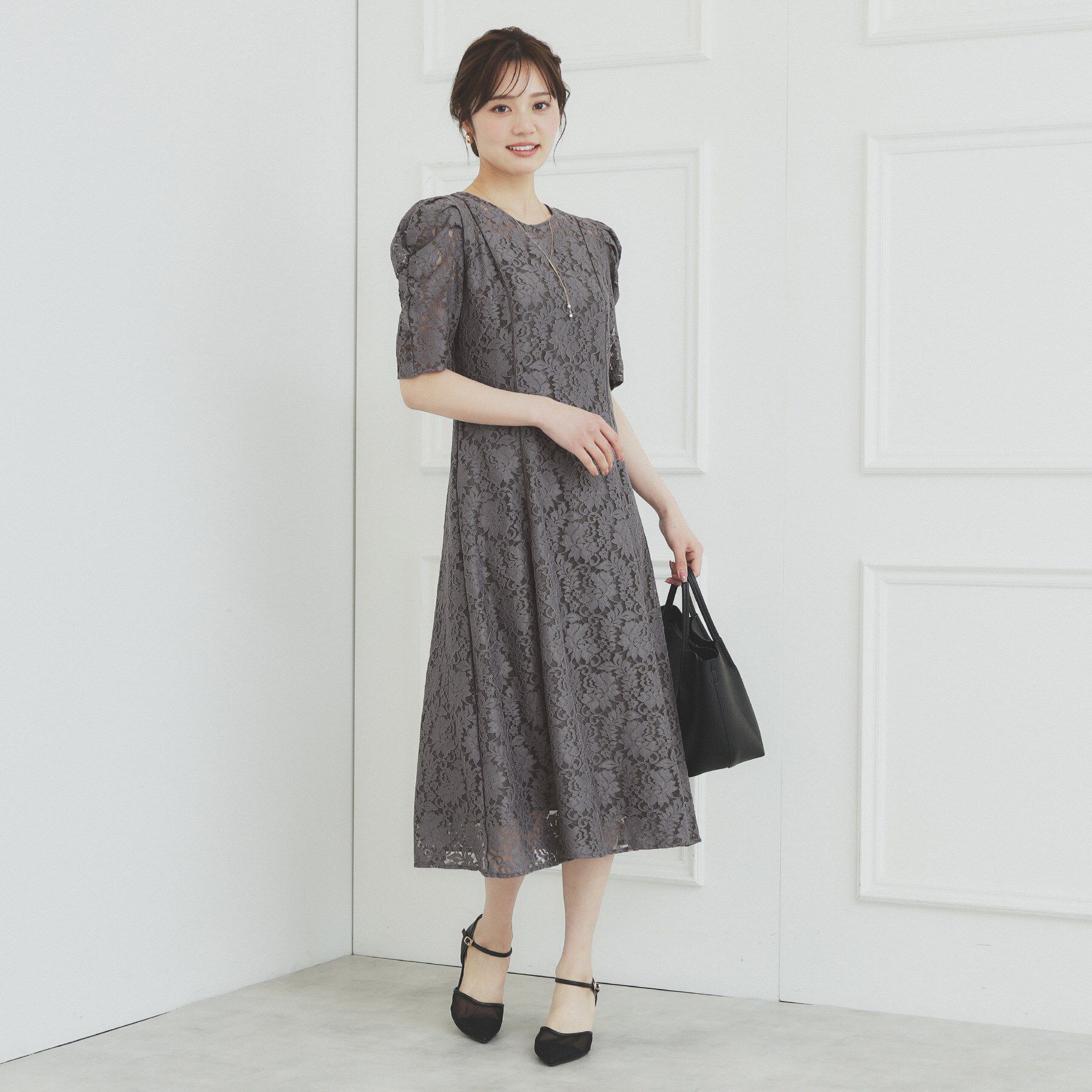 index「総レースギャザースリーブワンピース【洗濯機洗い可】」|ワンピース|