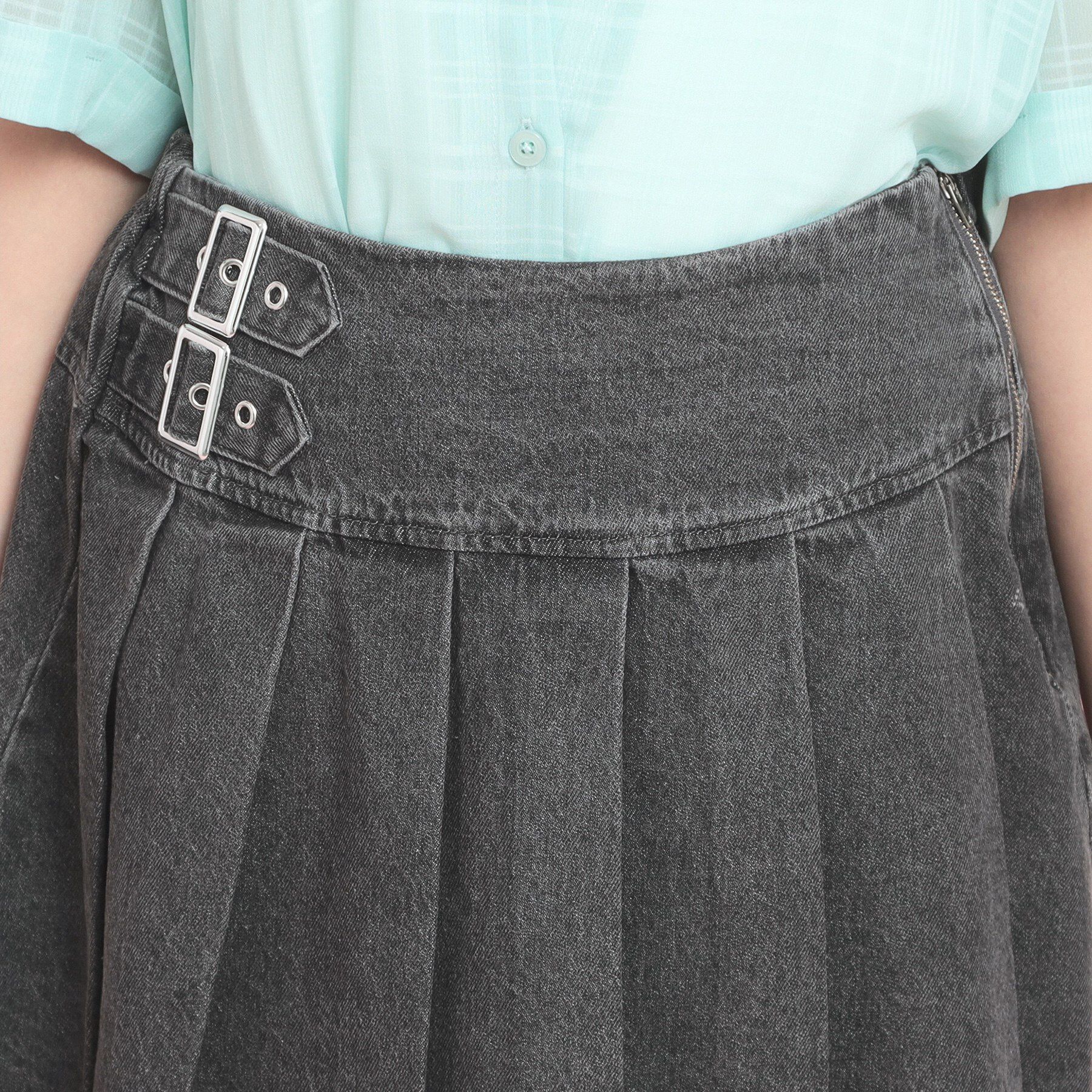 PINK-latte「インパン付きダブルベルト風裾プリーツスカート」|スカート|