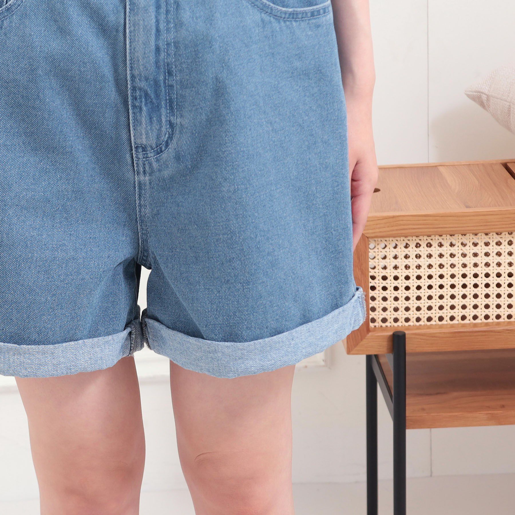 PINK-latte「ベルト付きデニムショートパンツ」|キュロット|