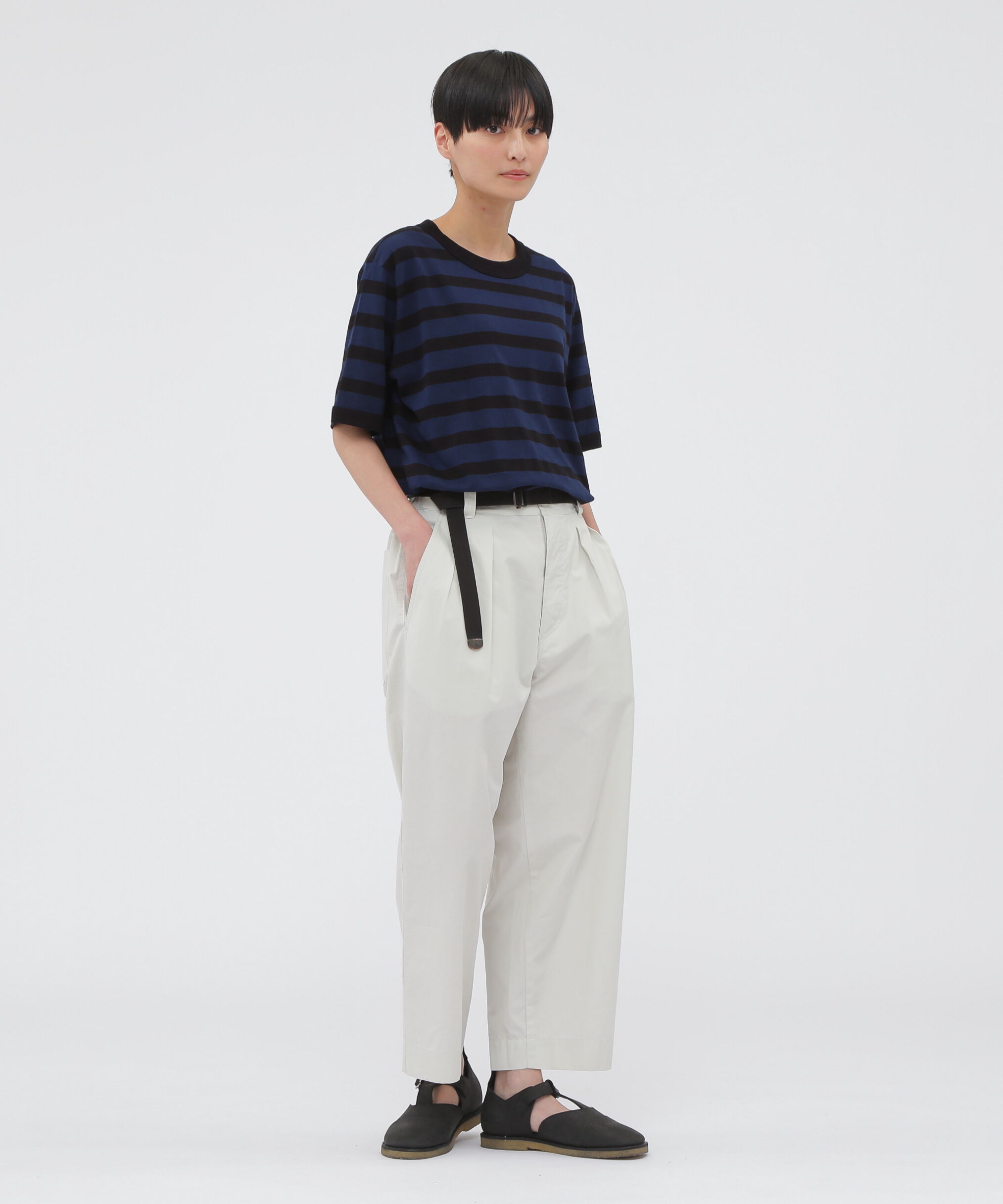 MHL.「COTTON LINEN STRIPE JERSEY (オンラインショップ限定)」|Tシャツ・カットソー|