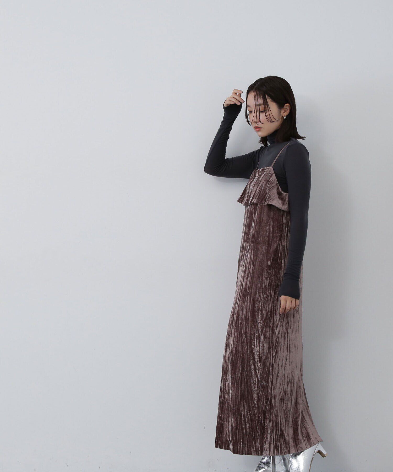  「ベロアナローキャミワンピース」|ワンピース|