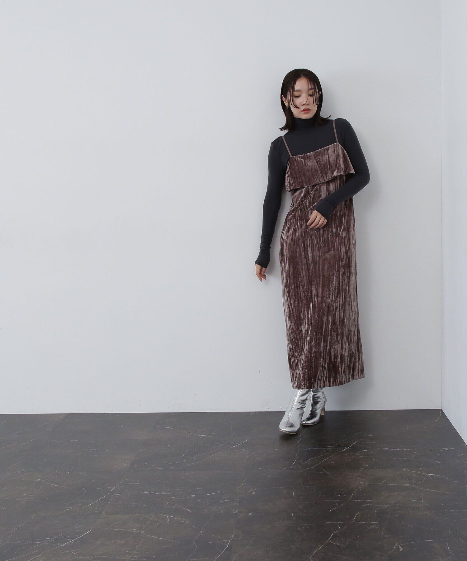  「ベロアナローキャミワンピース」|ワンピース|