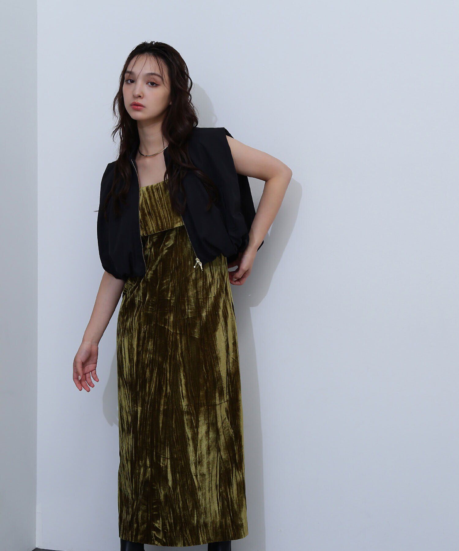  「ベロアナローキャミワンピース」|ワンピース|