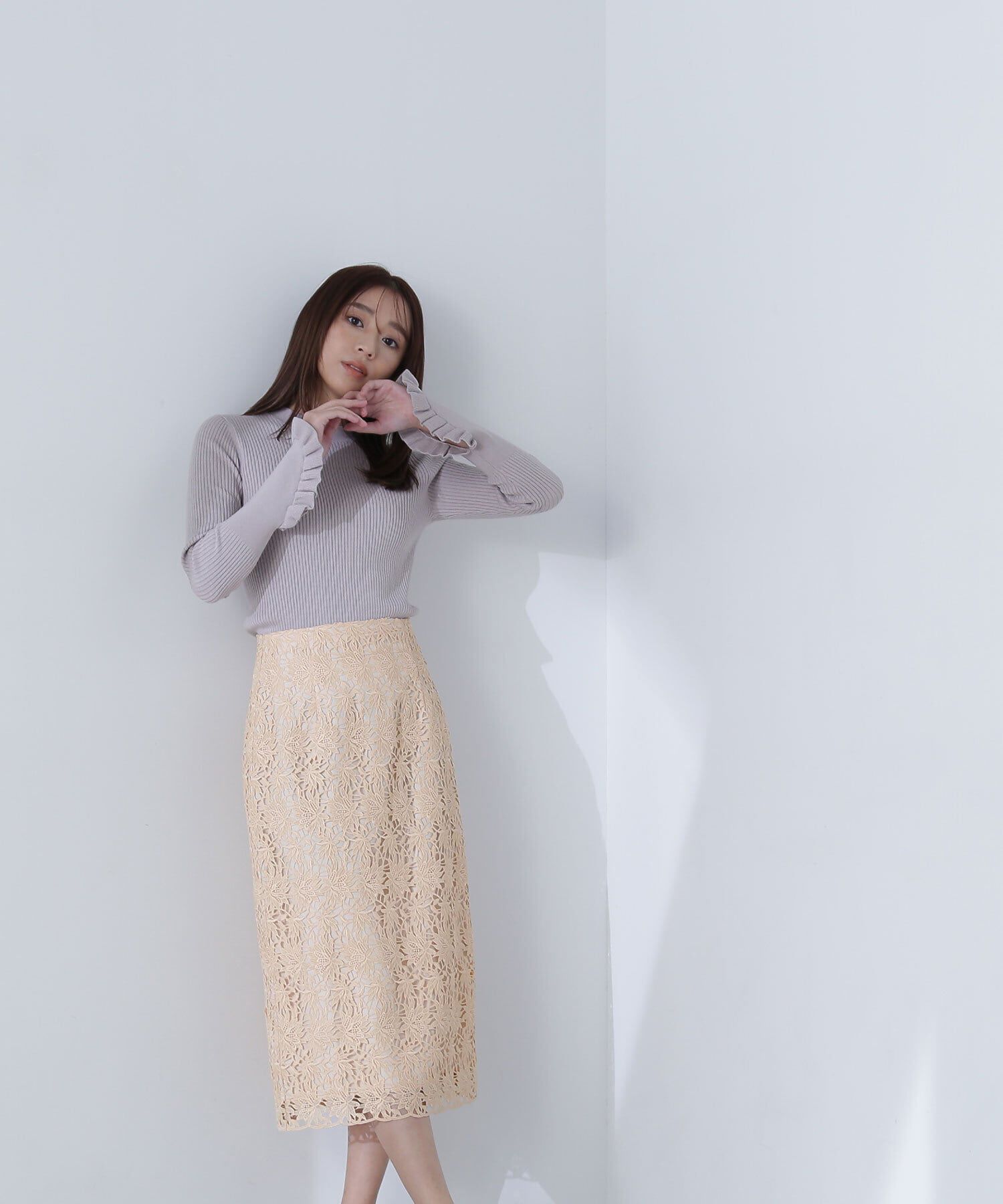  「ケミカルレースタイトスカート」|スカート|アプリコット