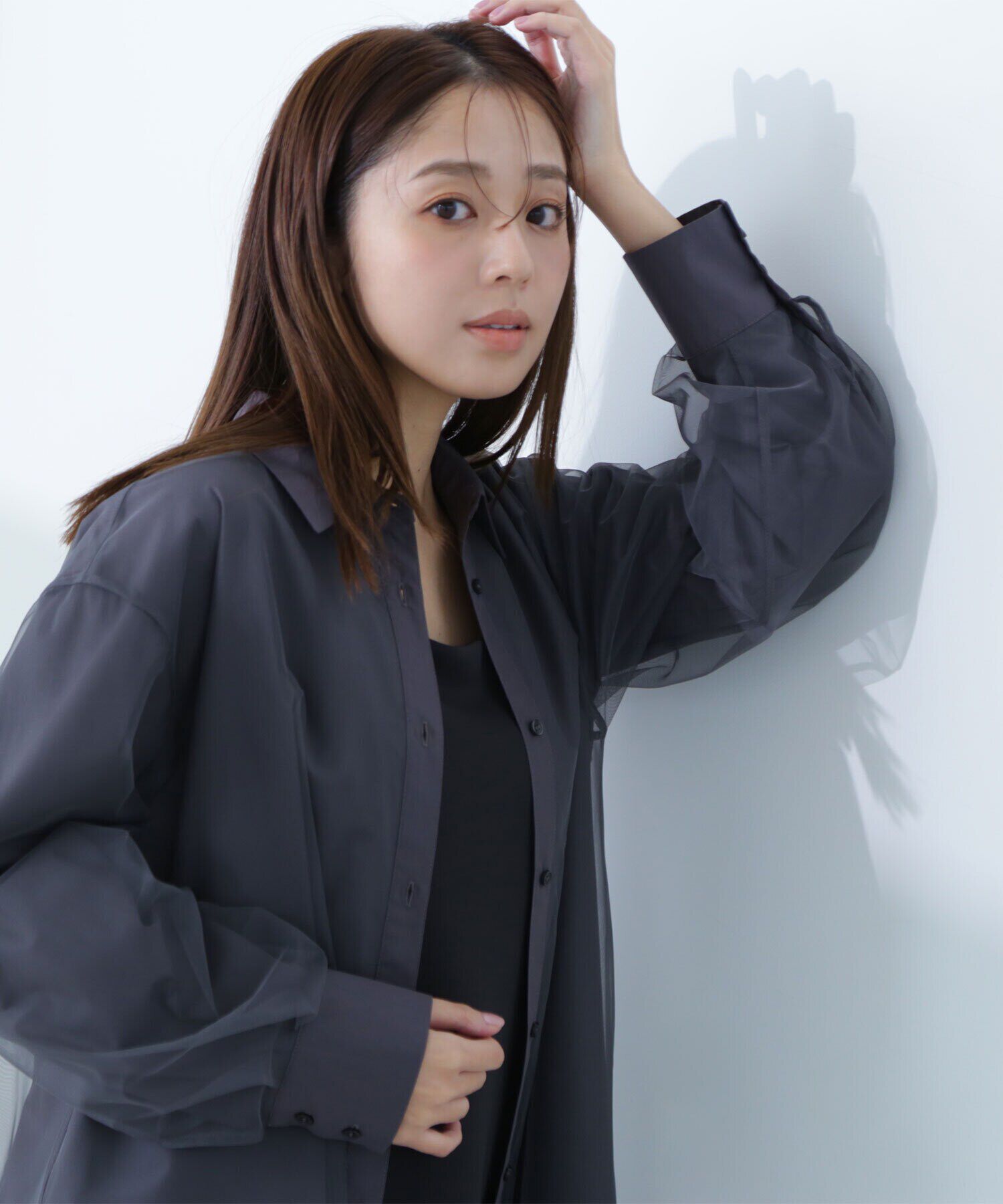  「チュールレイヤードオーバーシャツ」|シャツ・ブラウス|