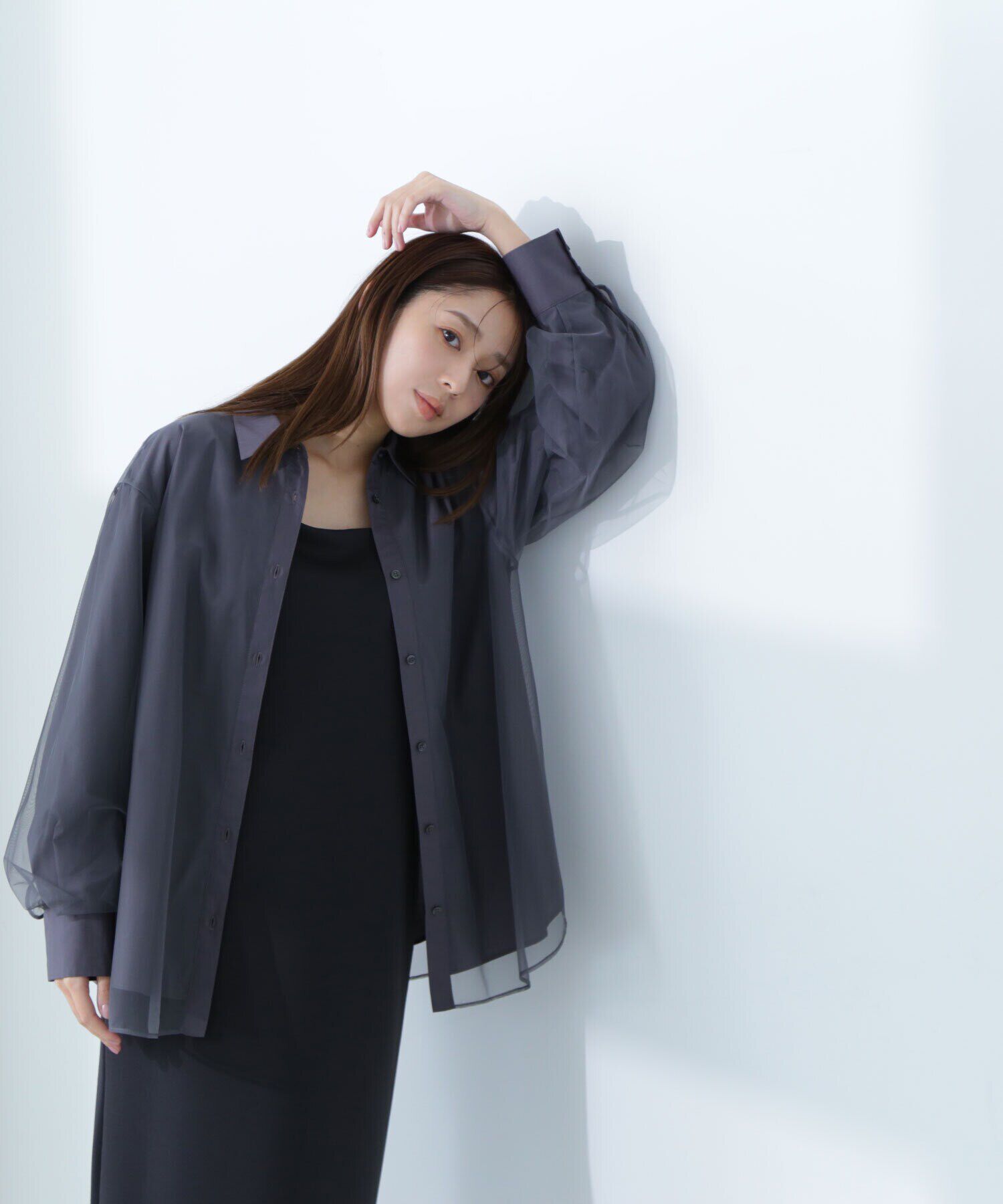  「チュールレイヤードオーバーシャツ」|シャツ・ブラウス|