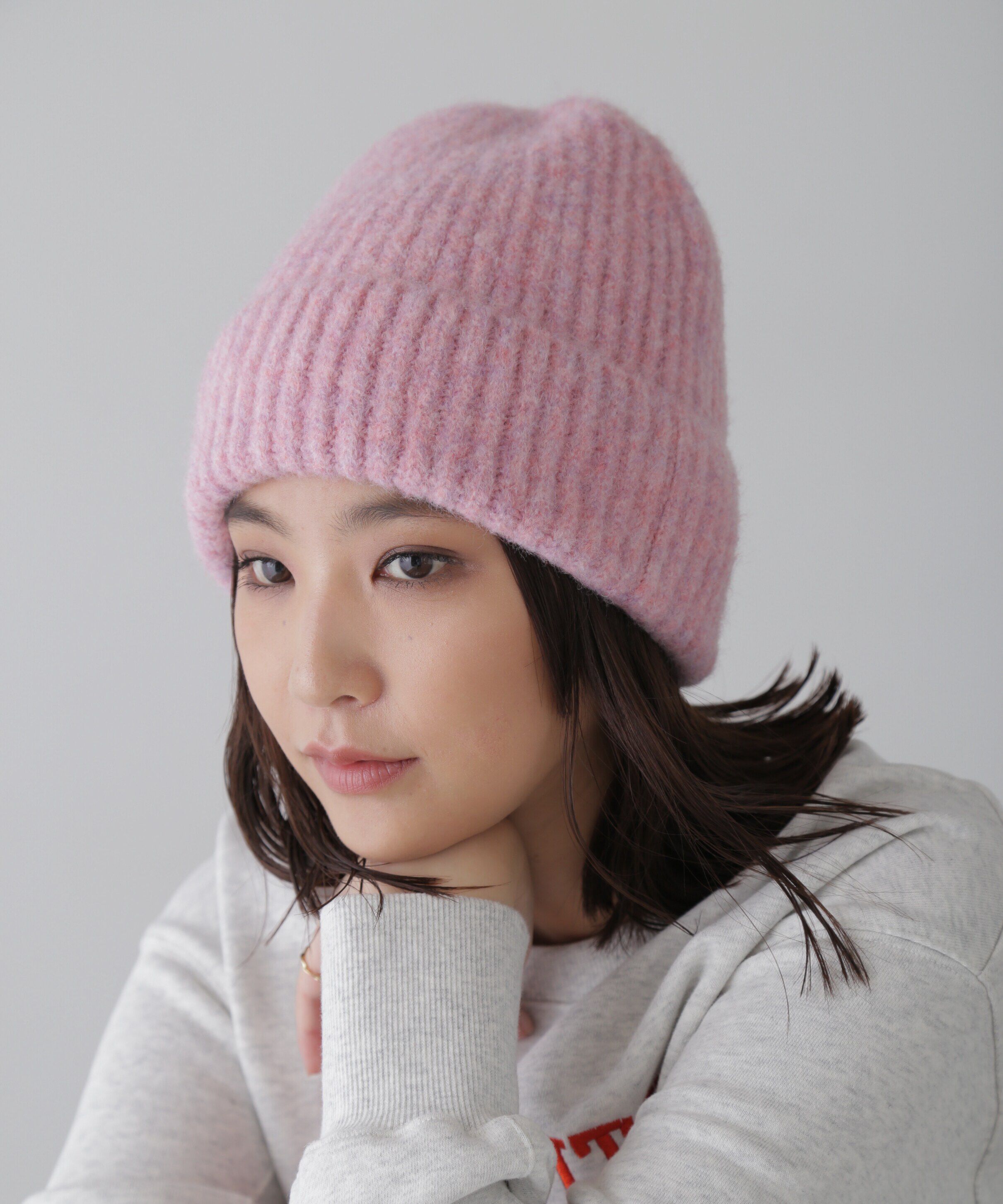  「ミックスヤーンニットキャップ」|ソックス|ピンク