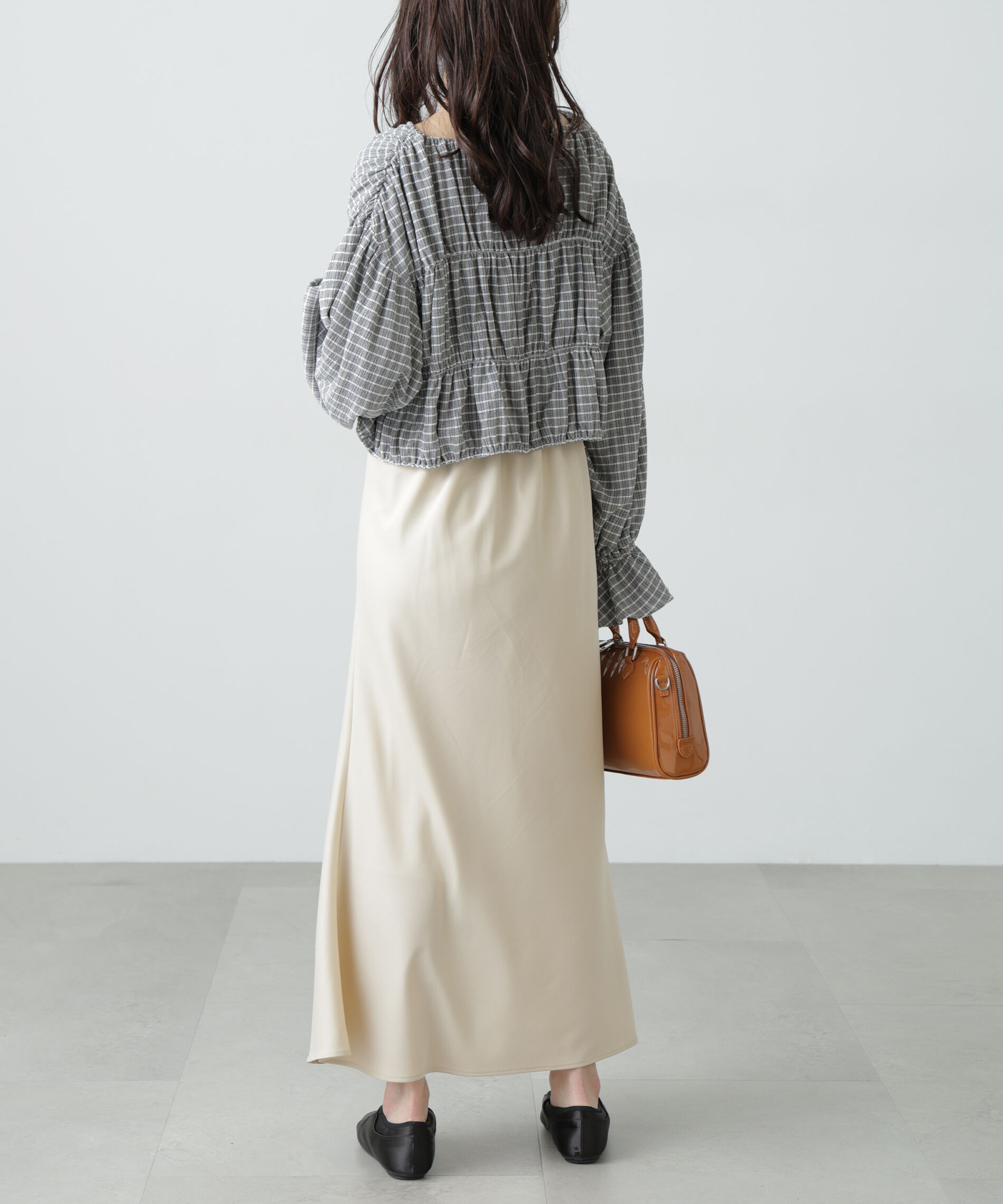  「シアーギャザー前開き短丈ブラウス」|シャツ・ブラウス|